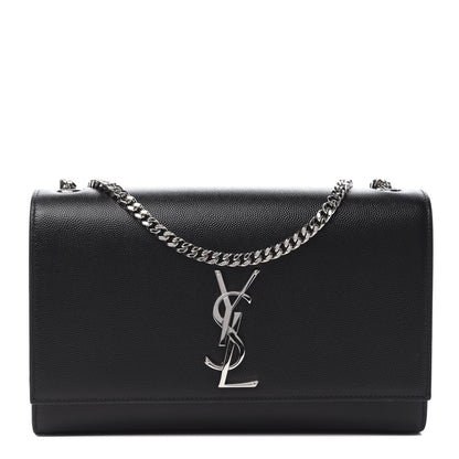 Saint Laurent Grain De Poudre Medium Classic Monogram Kate Satchel Black 1 of 10