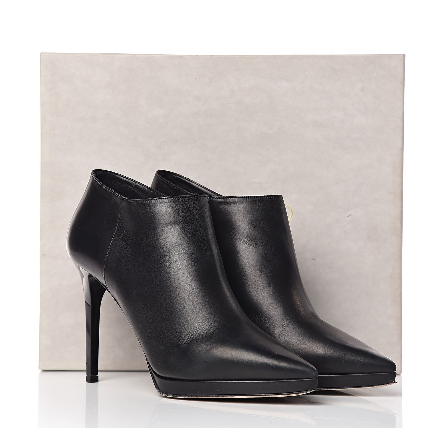 Jimmy Choo Shiny Grainy Lambskin Lindsey 100 Ankle Boots 40.5 Black 11 of 11