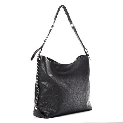 Chanel Grained Calfskin Stitched Large Braided With Style Hobo Black 3 of 7