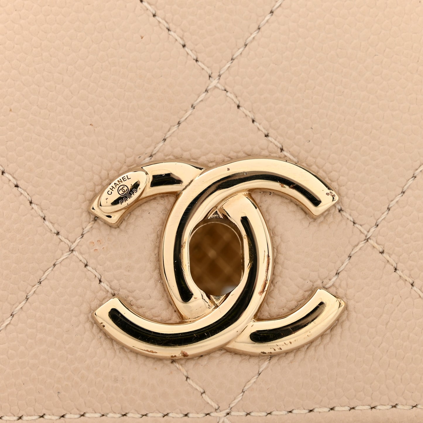 Caviar Quilted Small Business Affinity Flap Beige