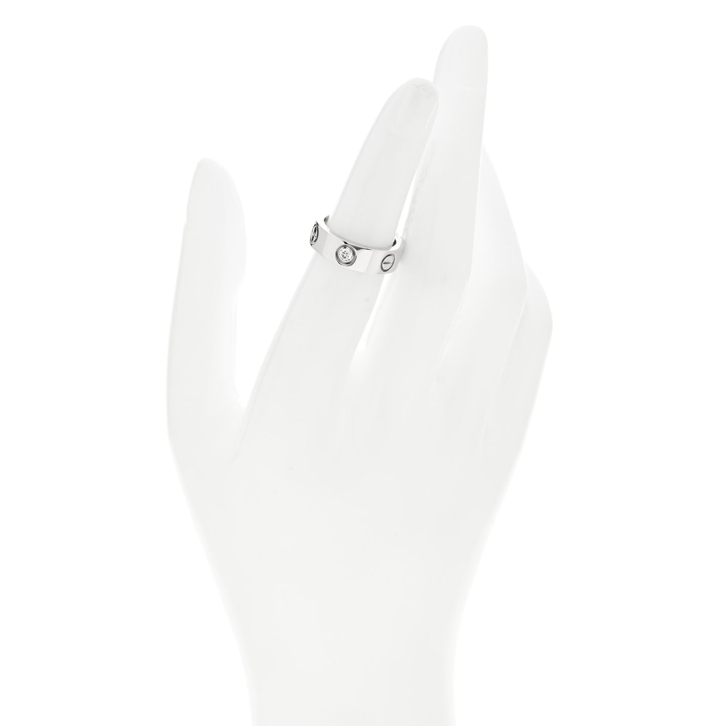 18K White Gold 3 Diamond 5.5mm LOVE Ring 49 5