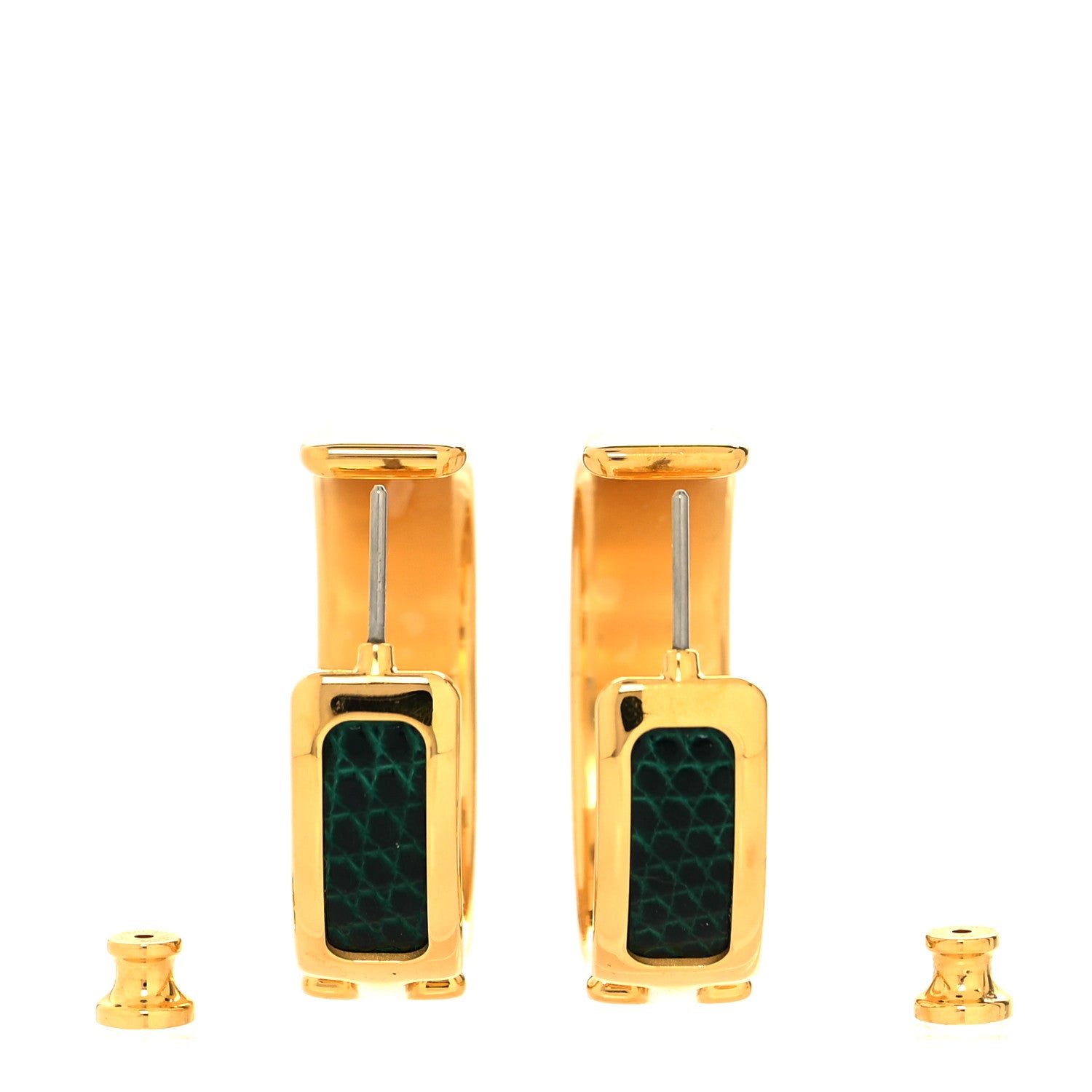 Hermes Lizard Olympe Earrings Vert Moyen 3 of 4