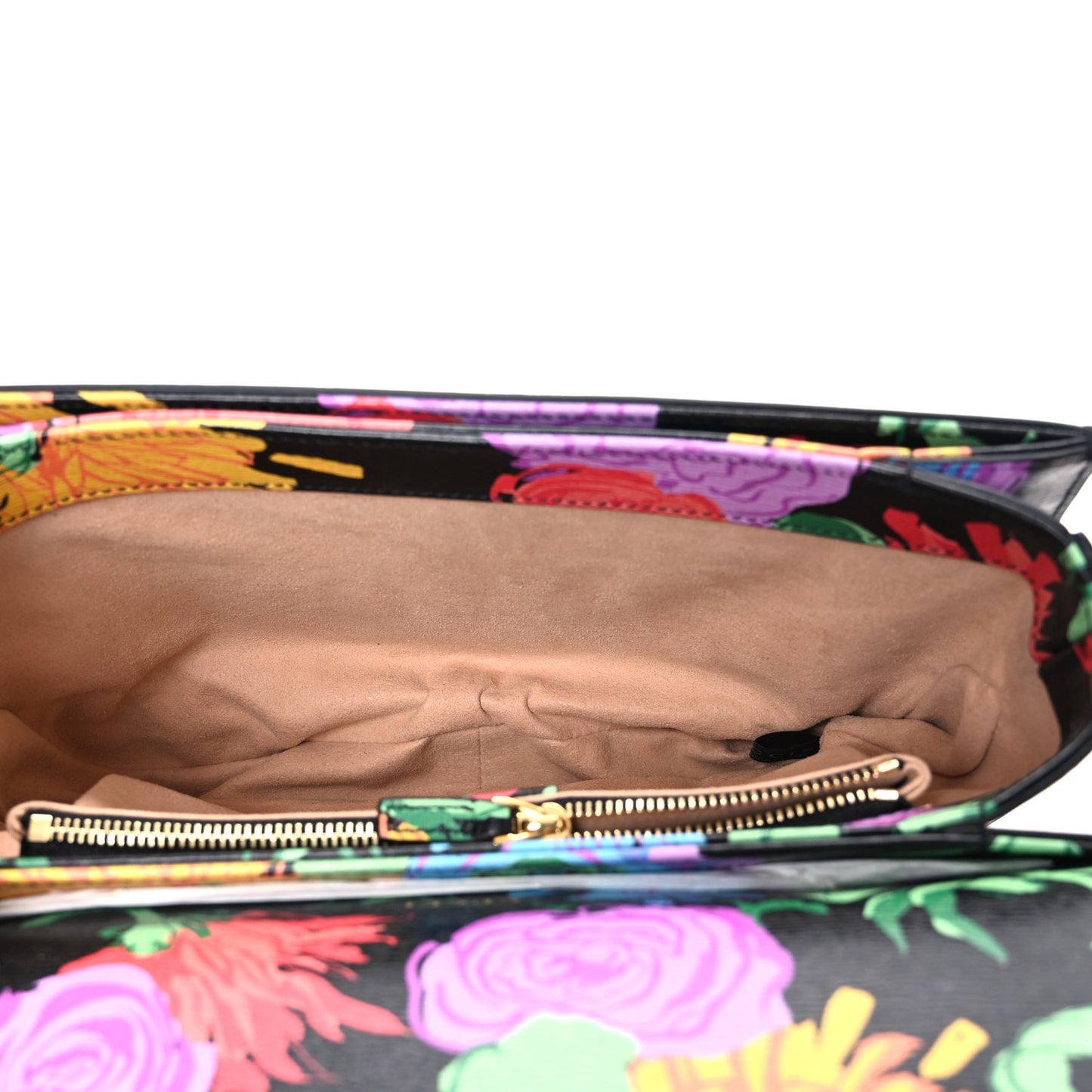 X KEN SCOTT New Shangai Calfskin Jenny Floral Print Horsebit 1955 Shoulder Bag Black Pink