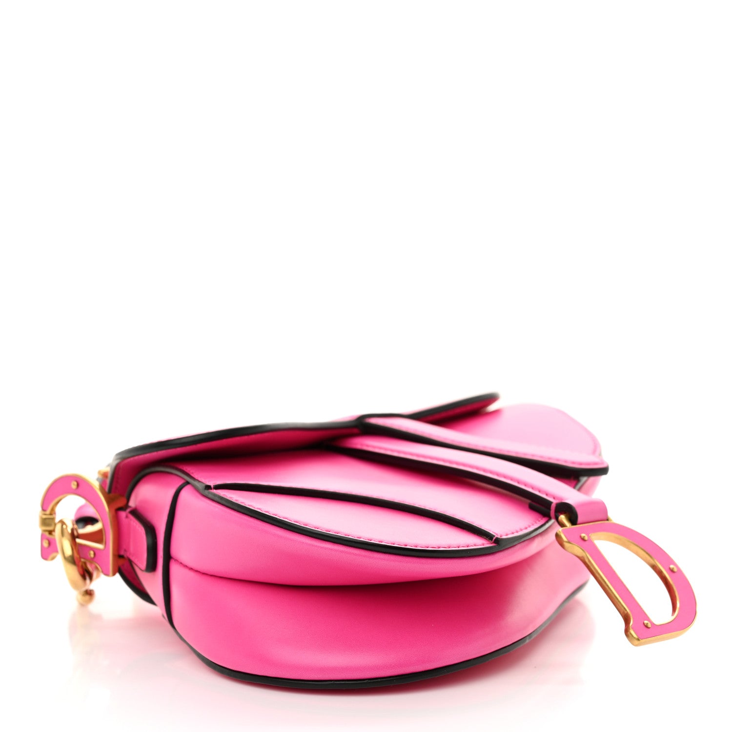 Christian Dior Supple Calfskin Mini Saddle Bag With Strap Passion Pink 4 of 10