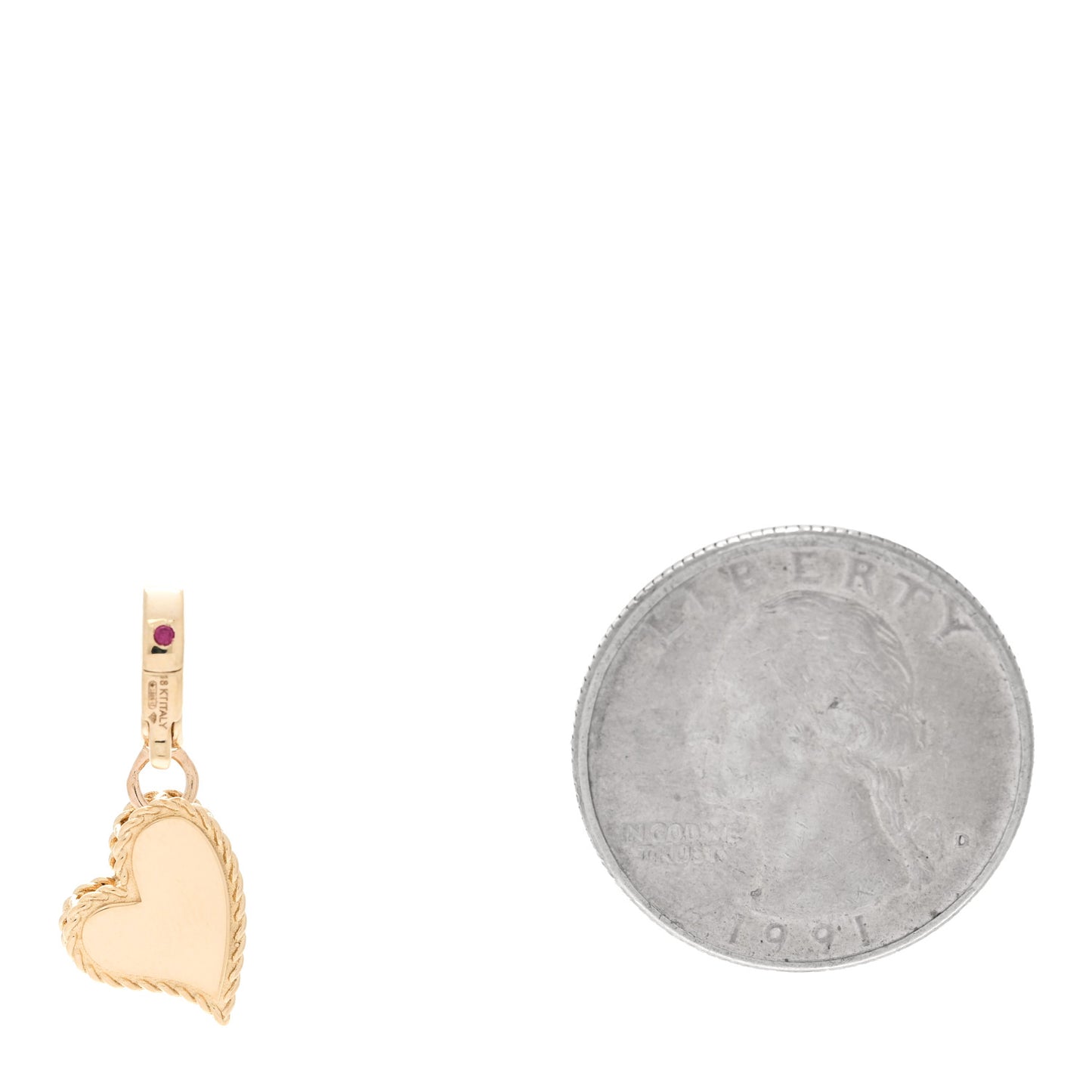 18K Yellow Gold Diamond Princess Heart Charm