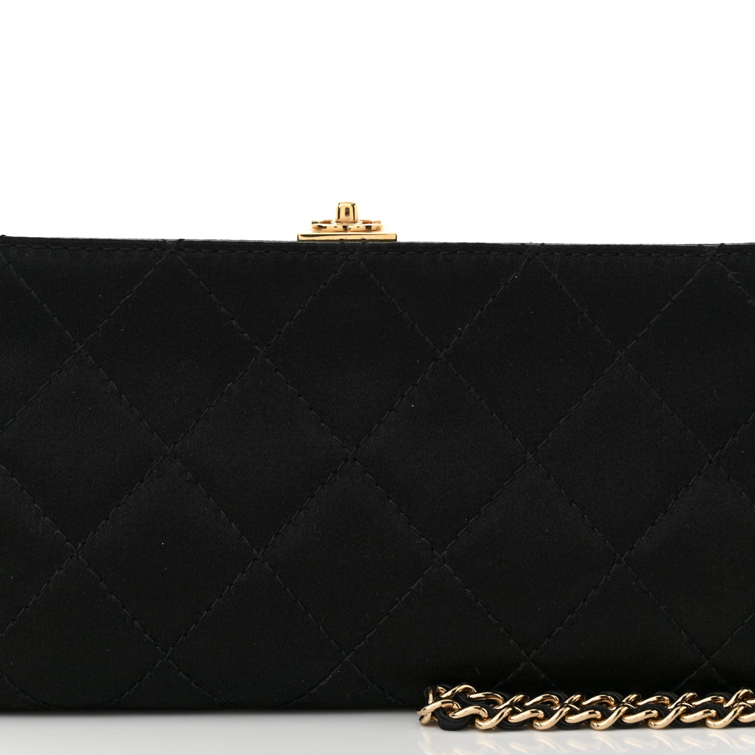Chanel Satin Quilted Wristlet Clutch Black 8 of 12