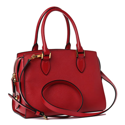 Prada Saffiano Soft Calfskin Double Handle Satchel Fuoco 3 of 17