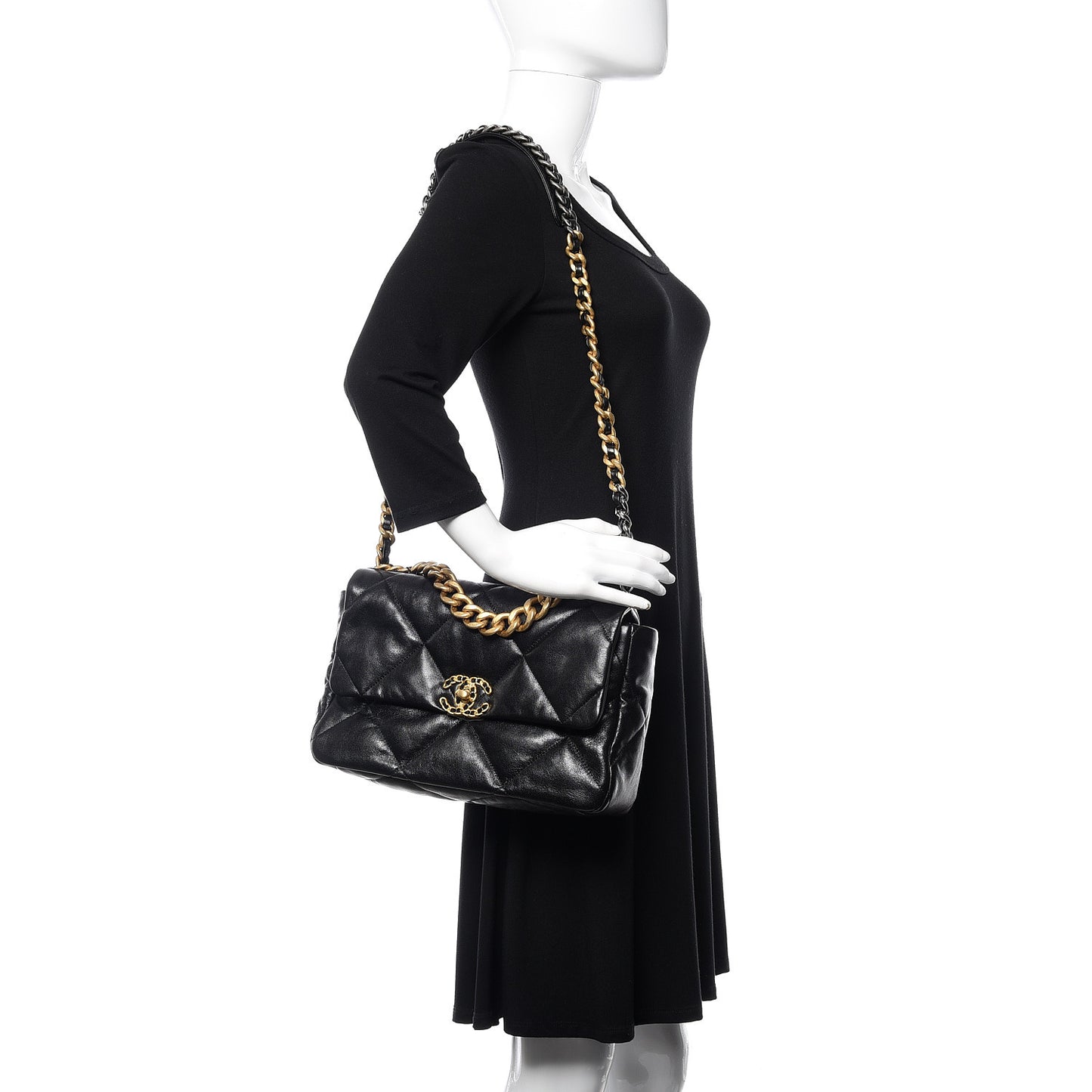 Lambskin Quilted Large 19 Flap Black