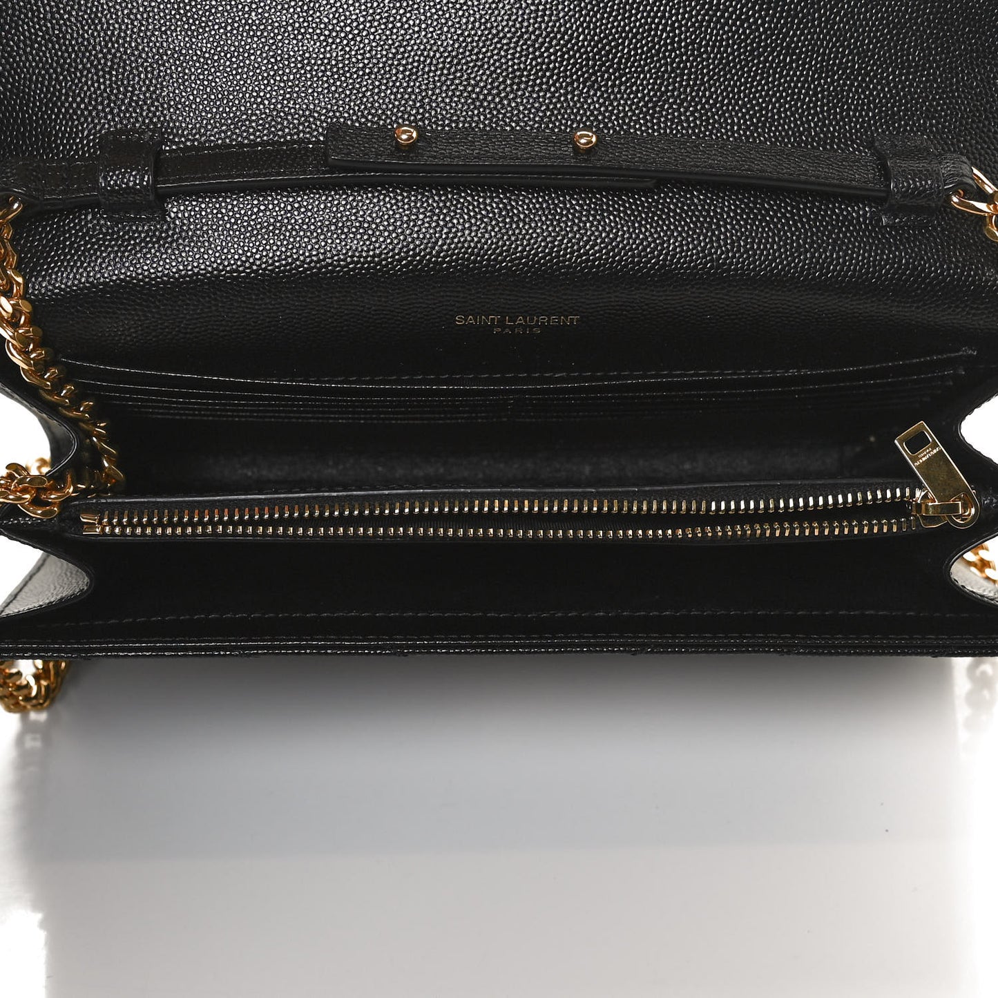 Grain De Poudre Matelasse Chevron Monogram Chain Wallet Black