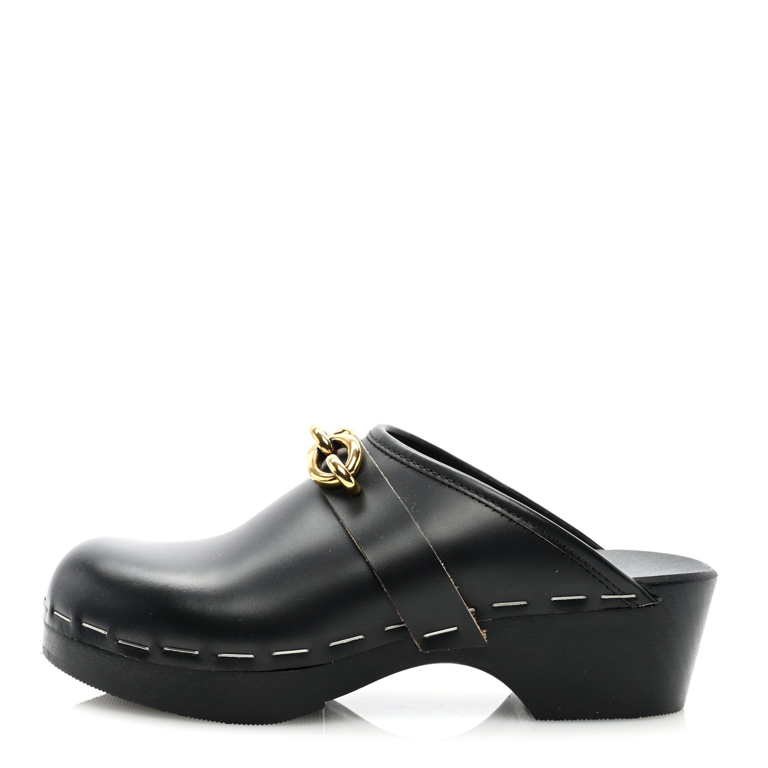 Saint Laurent Smooth Calfskin Le Maillon Clogs 36.5 Black 1 of 8