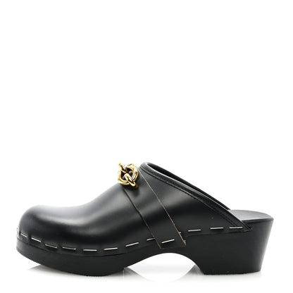 Saint Laurent Smooth Calfskin Le Maillon Clogs 36.5 Black 1 of 8