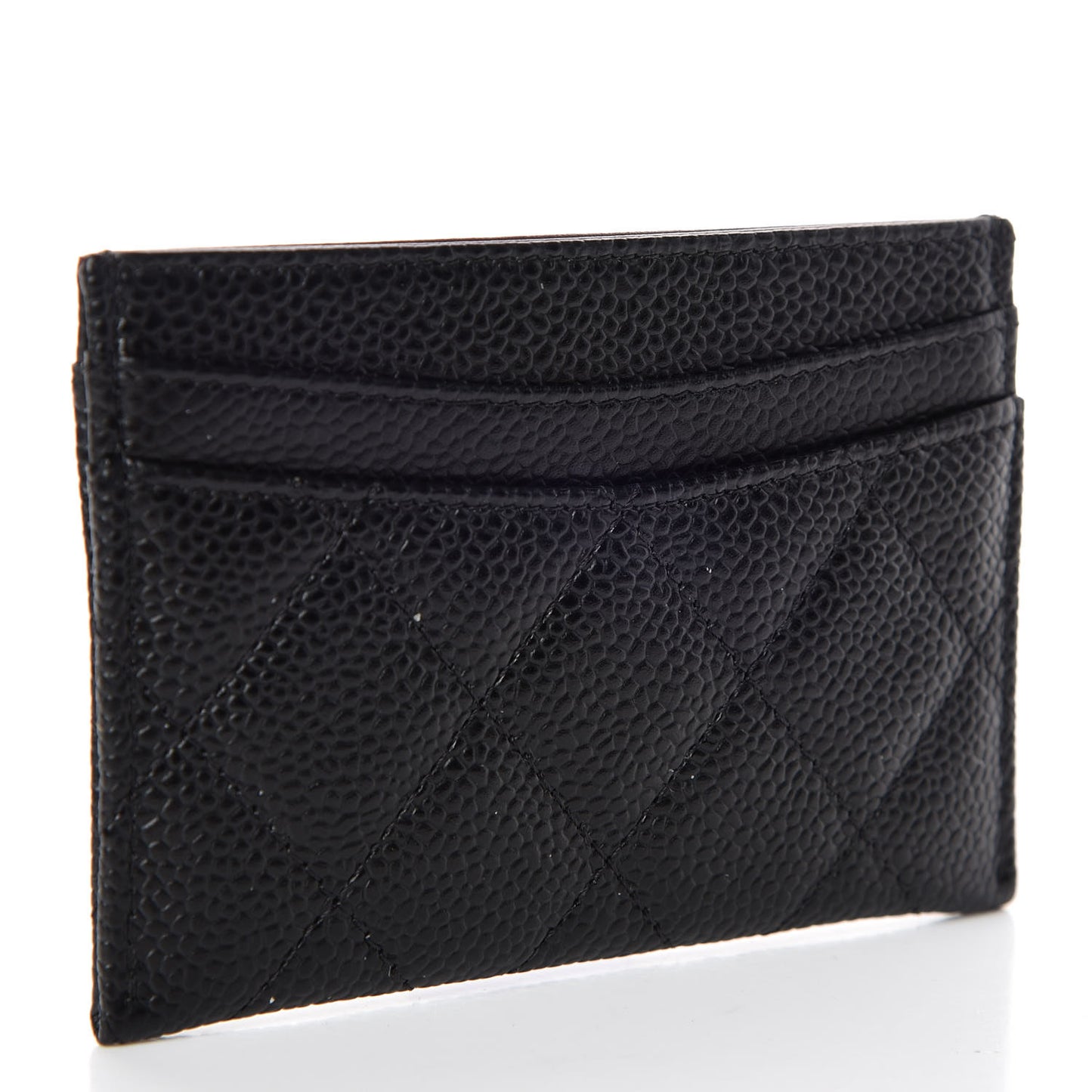 Caviar Quilted Card Holder Black