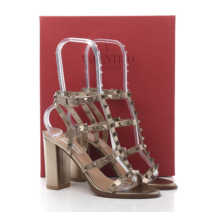 Valentino Garavani Metallic Calfskin Rockstud 90mm City Sandals 37.5 Skin 8 of 8