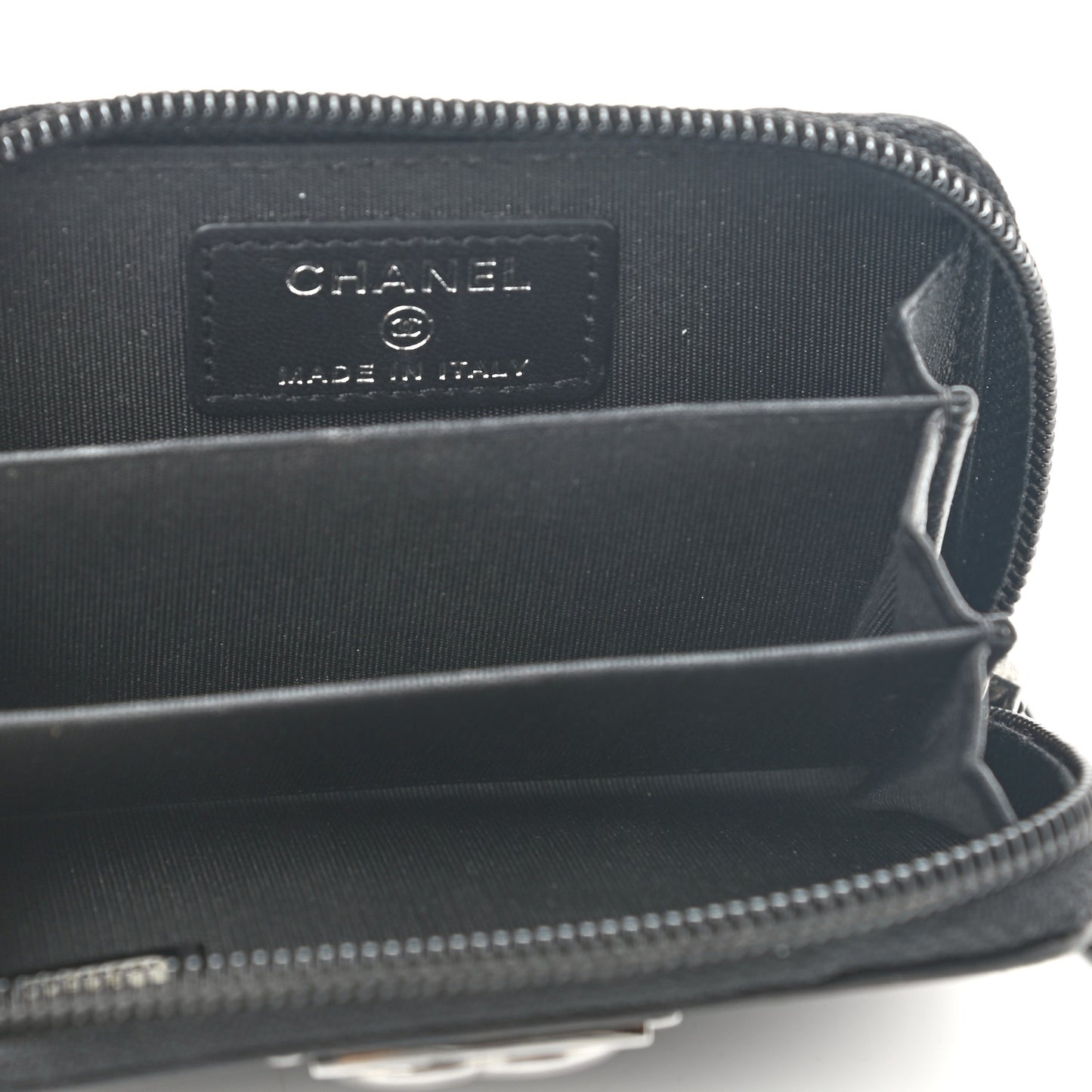 Lambskin Quilted Zip Around Boy Coin Purse Wallet Black