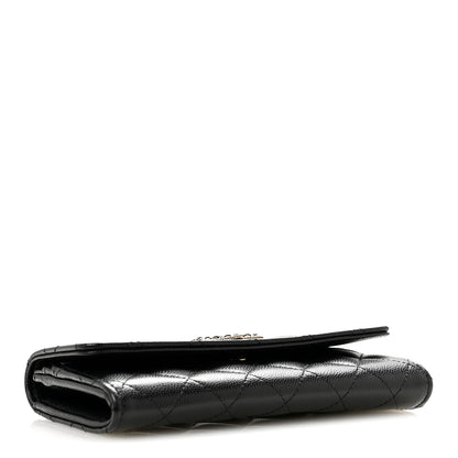 Chanel Caviar Quilted Crystal CC Large Gusset Flap Wallet Black 4 of 9