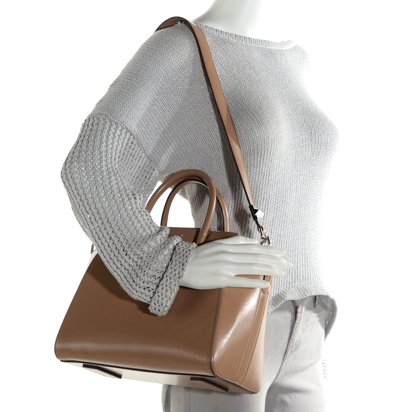 Shiny Lord Calfskin Small Antigona Dark Beige