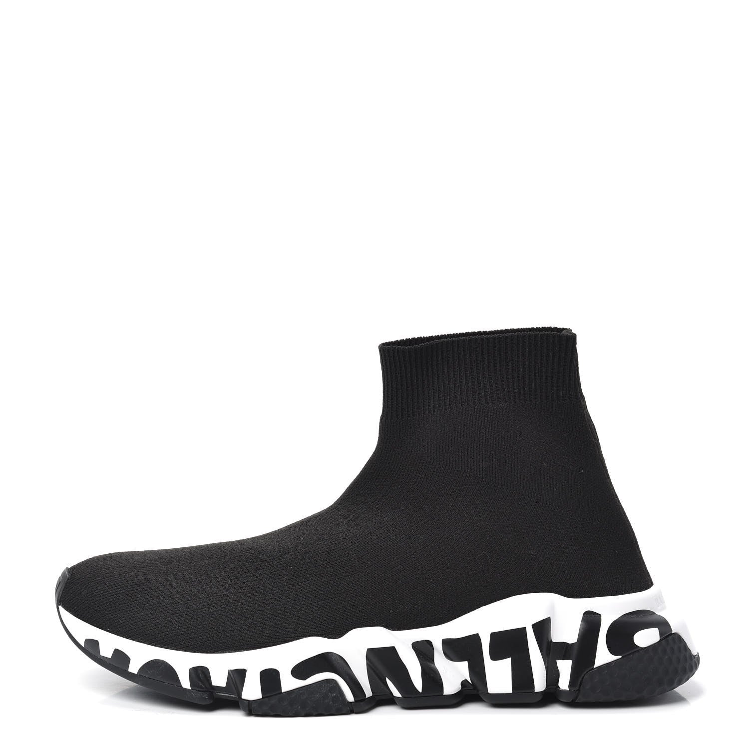 Balenciaga Neoprene Knit Womens Speed Graffiti Sneakers 38 Black White 1 of 6