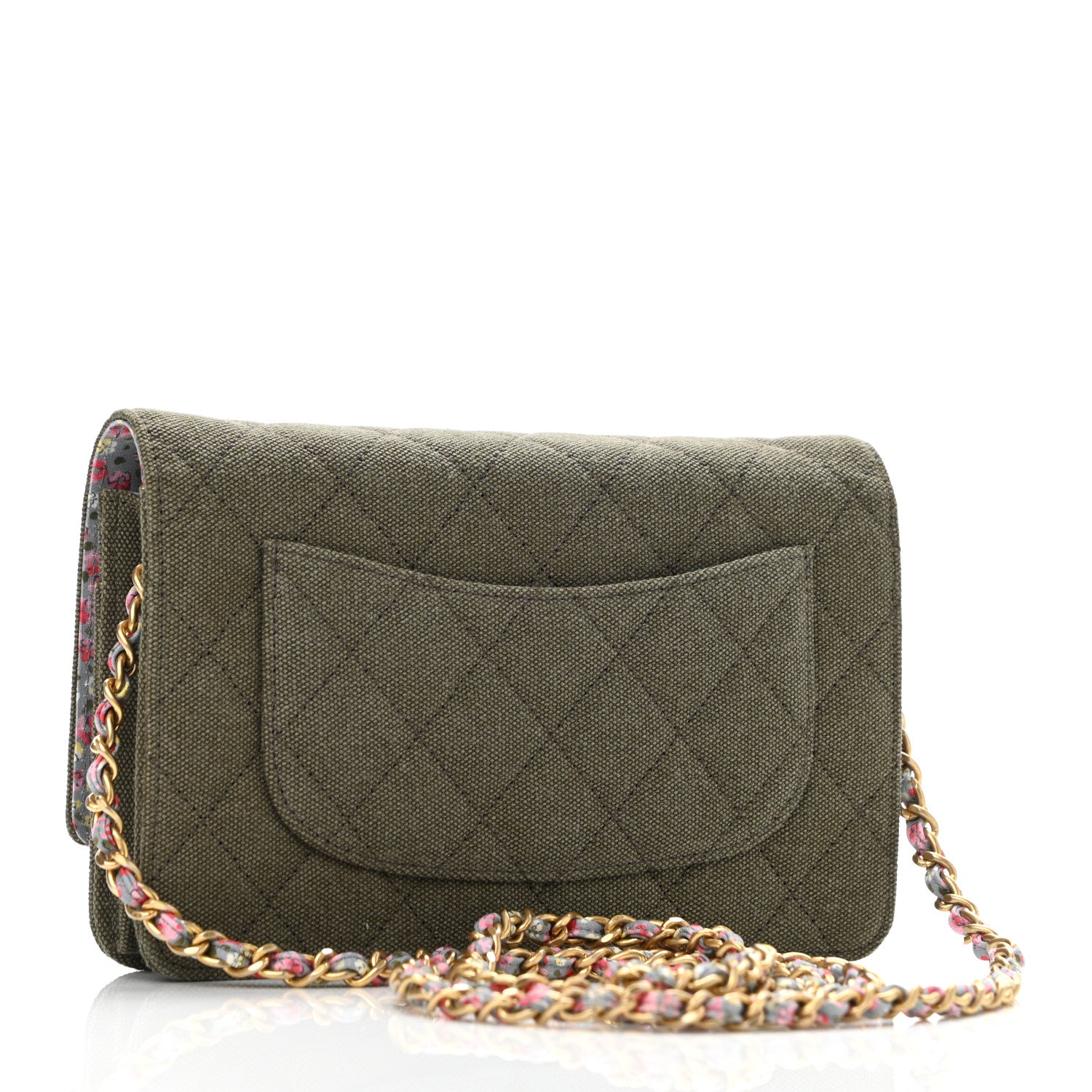 Chanel Canvas Quilted Coco Cuba Charms Wallet On Chain WOC Khaki 3 of 10