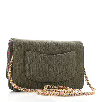 Chanel Canvas Quilted Coco Cuba Charms Wallet On Chain WOC Khaki 3 of 10