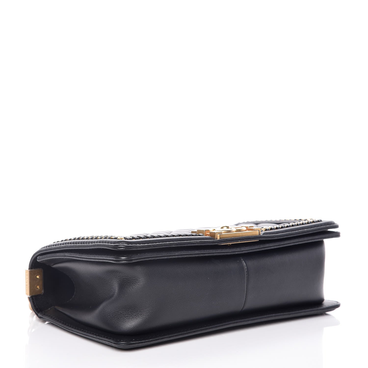 Chanel Calfskin Quilted Medium Boy Top Handle Flap Black 4 of 13