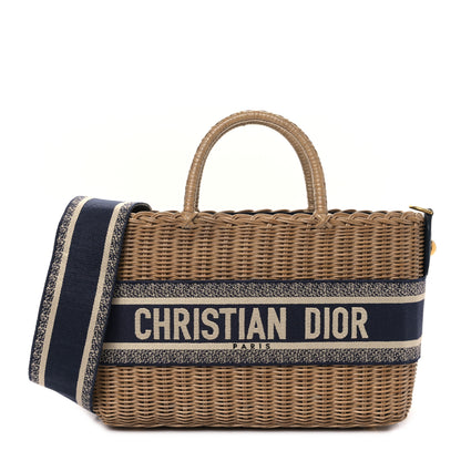 Christian Dior Wicker Oblique Basket Bag Blue 1 of 8