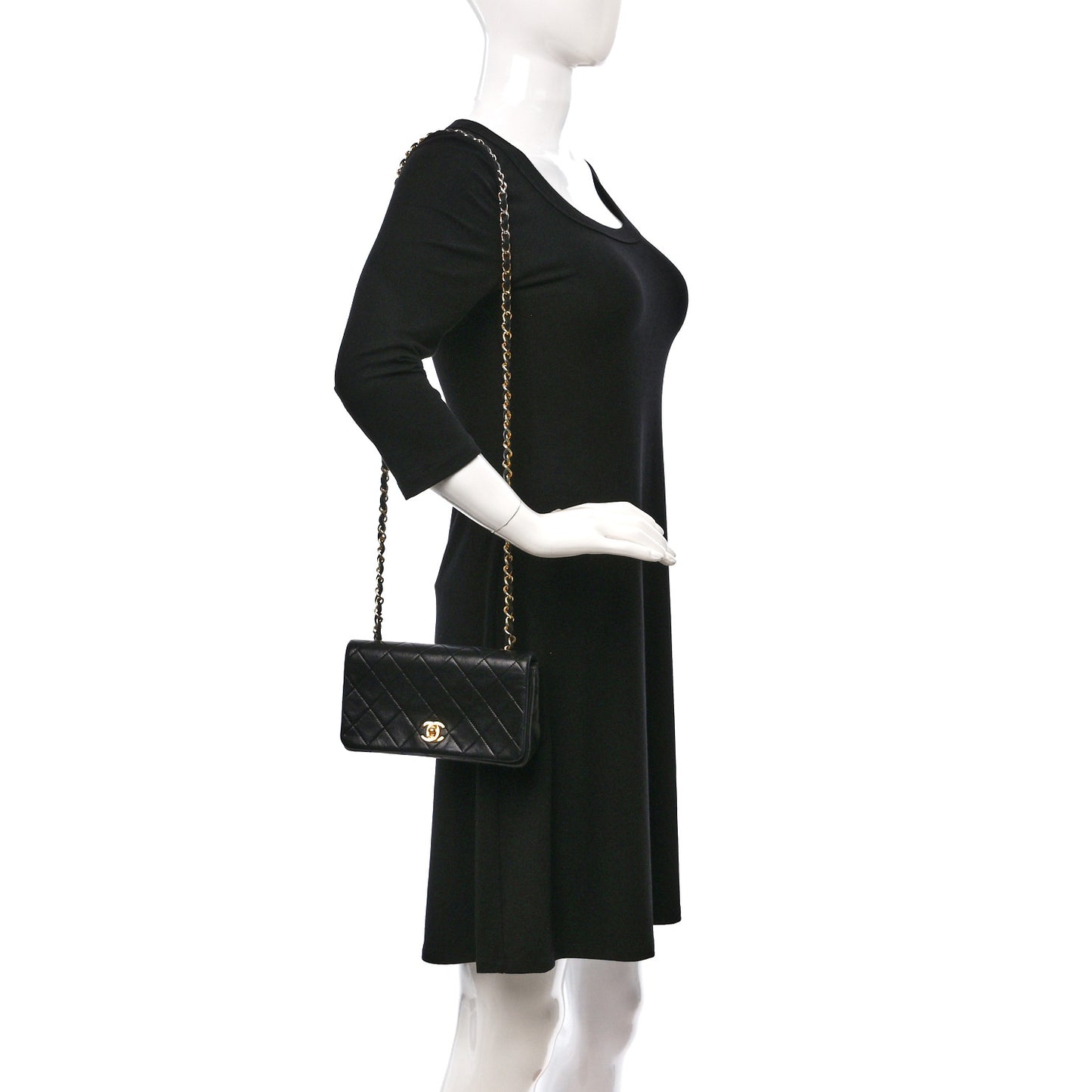 Lambskin Quilted Small Single Flap Black