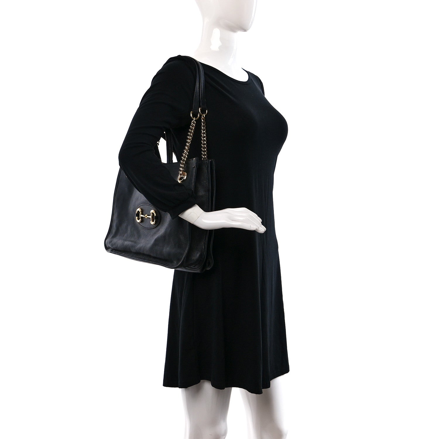 Gucci New Sakai Calfskin Lux Medium Horsebit 1955 Tote Bag Black 2 of 17