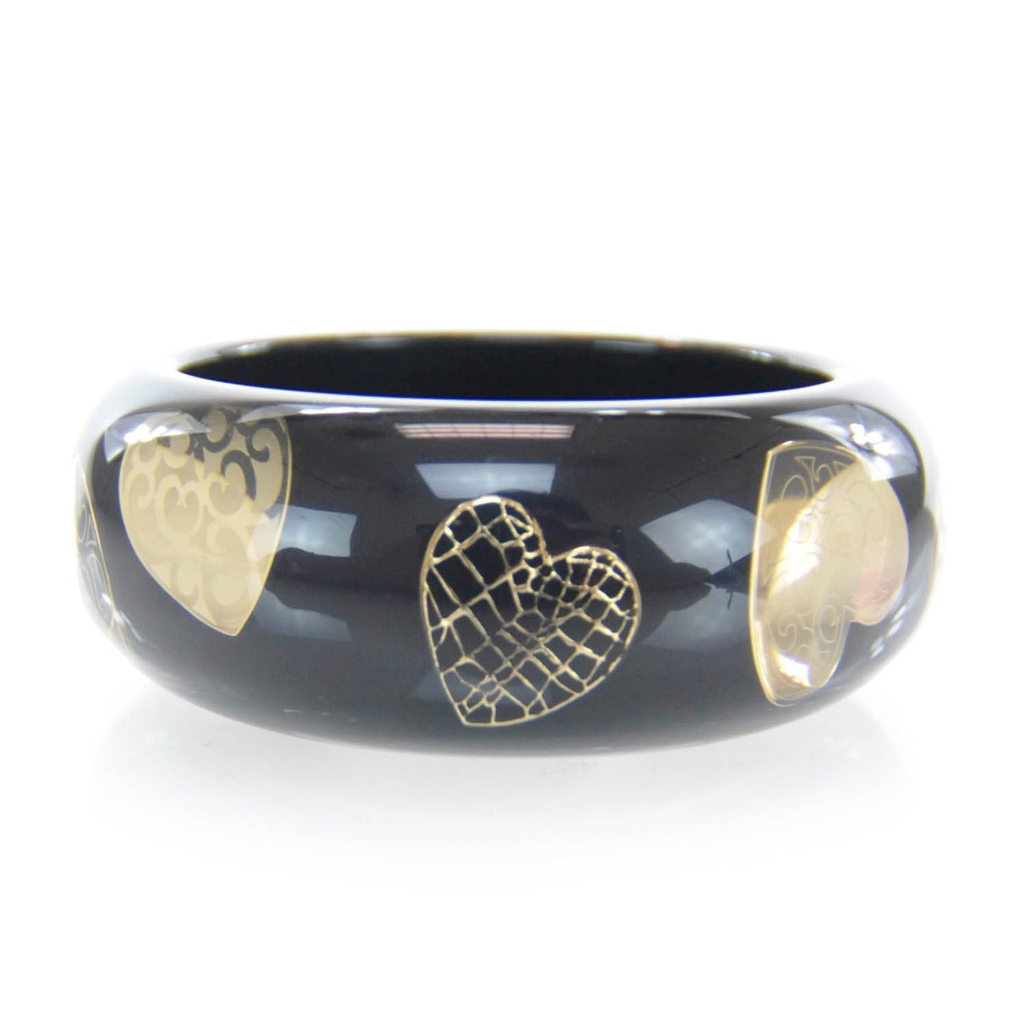 Resin Hearts Bangle Black