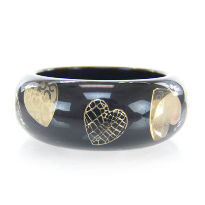 Christian Dior Resin Hearts Bangle Black 3 of 4