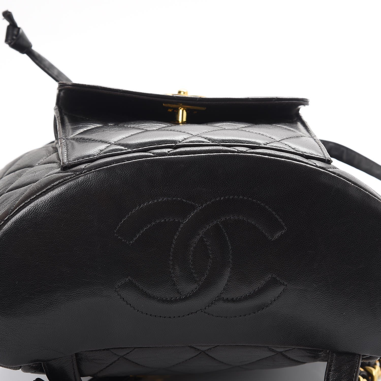 Chanel Lambskin Quilted Drawstring Backpack Black 9 of 10