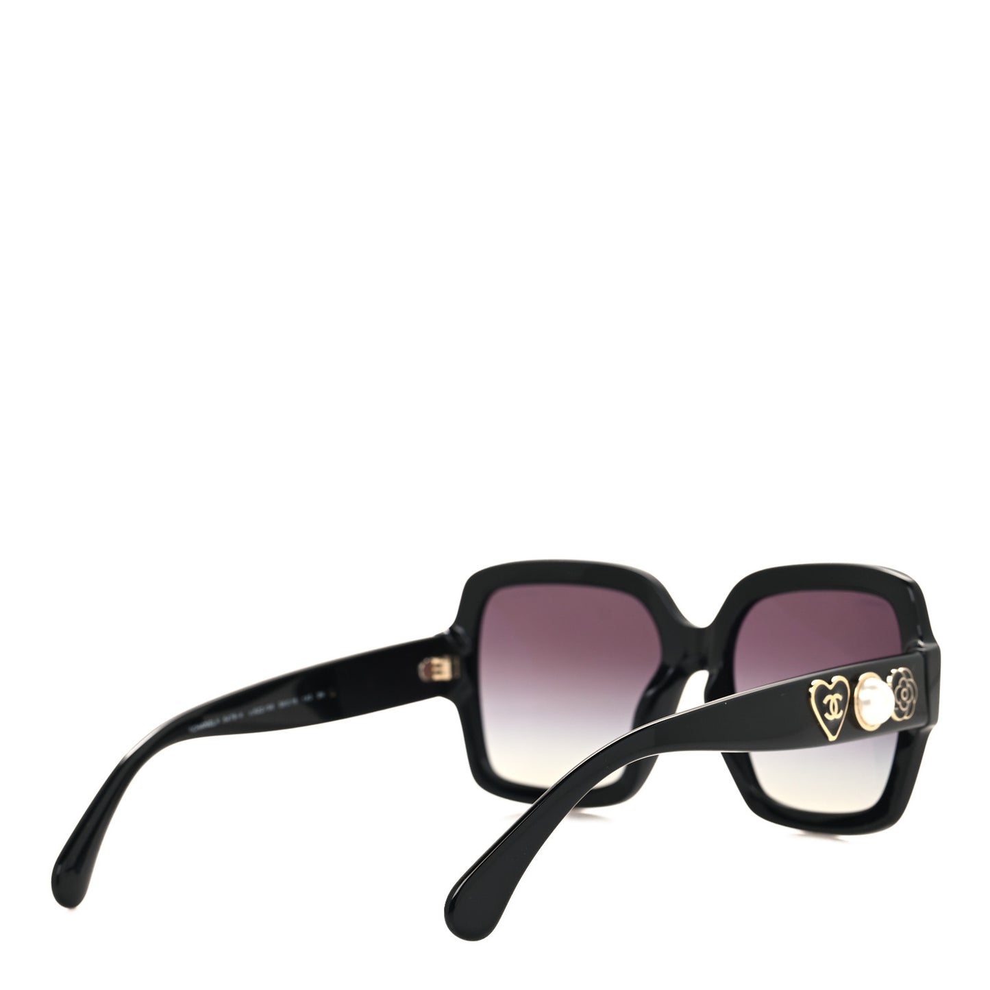Acetate Charms Pearl Square Sunglasses 5479-A Black Gold