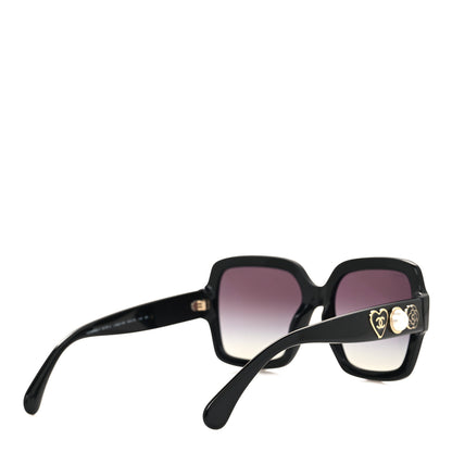 Chanel Acetate Charms Pearl Square Sunglasses 5479-A Black Gold 4 of 7