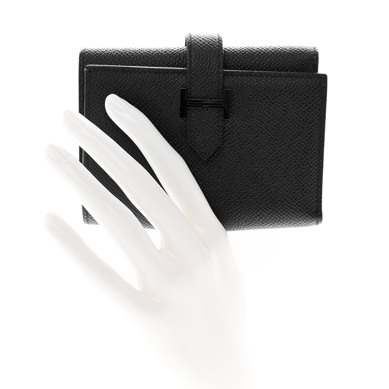 Hermes Epsom Tri-Fold Compact Monochrome Bearn Wallet Black 2 of 7