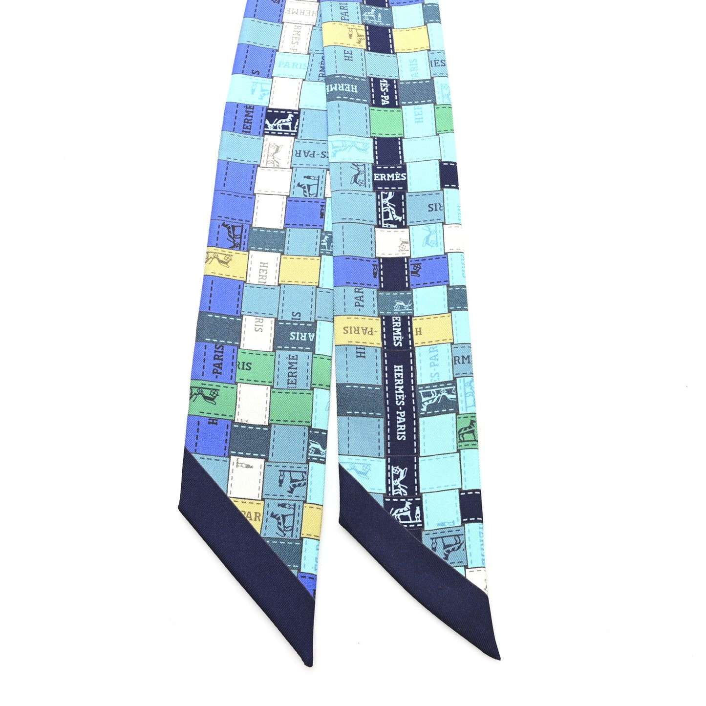 Silk Bolduc Au Carre Twilly Turquoise Bleu Klein Vert