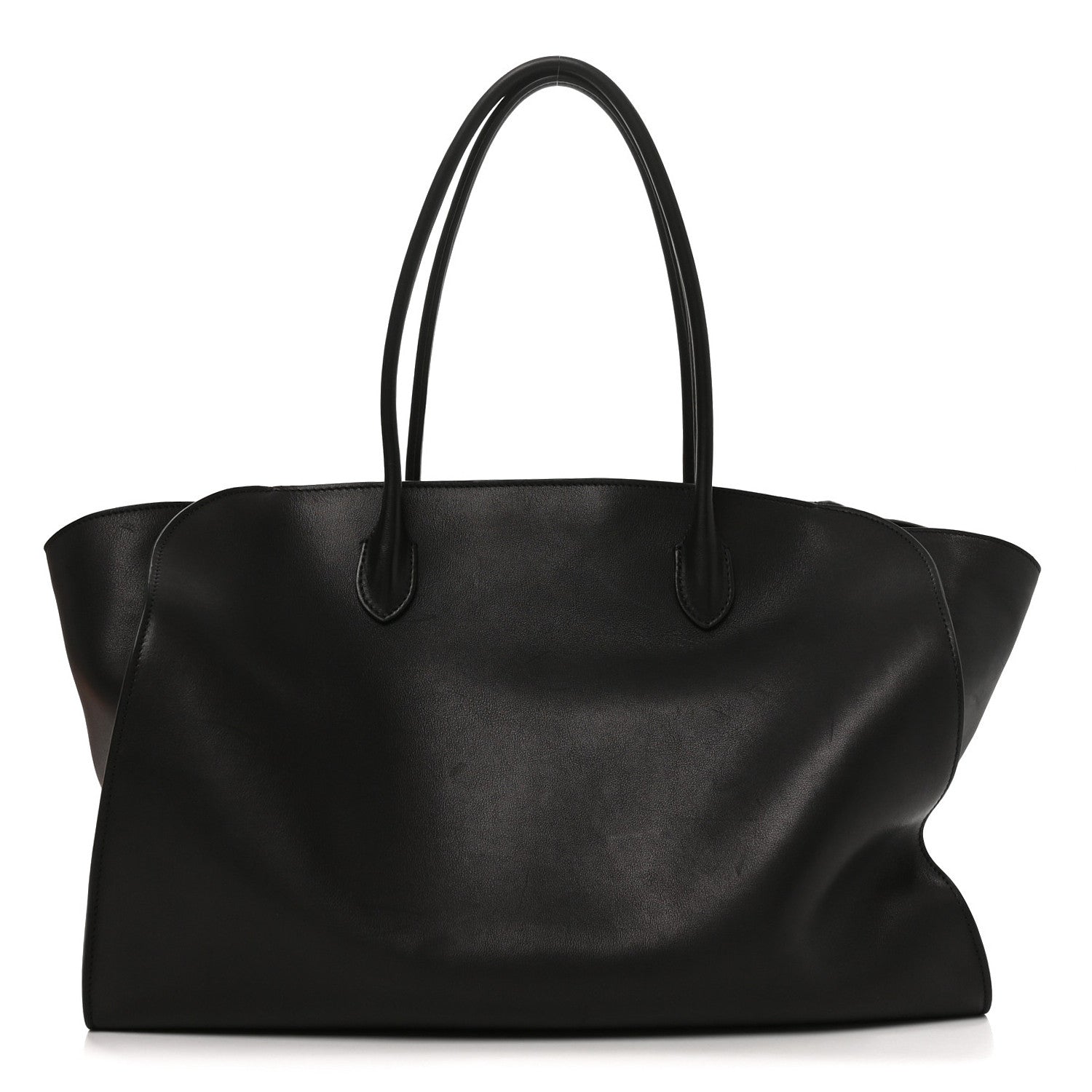 The Row Polished Saddle Calfskin Marlo 17 Tote Bag Black 1 of 9