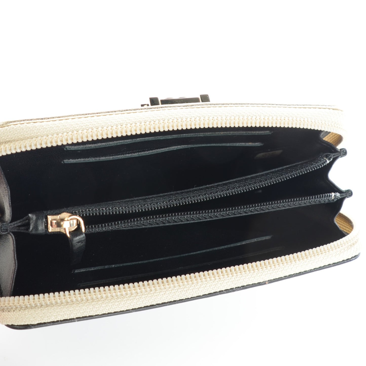 Lambskin Boy Zip Around Wallet Black Gold
