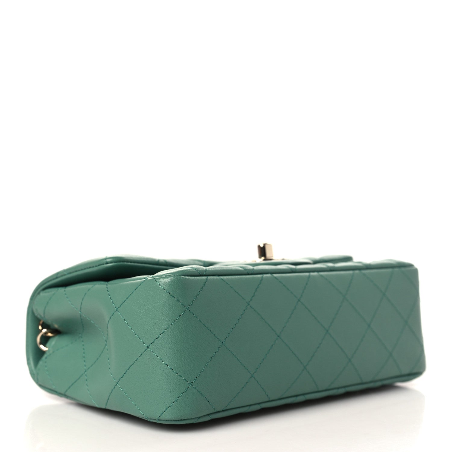 Chanel Lambskin Quilted Mini Rectangular Flap Dark Green 4 of 10