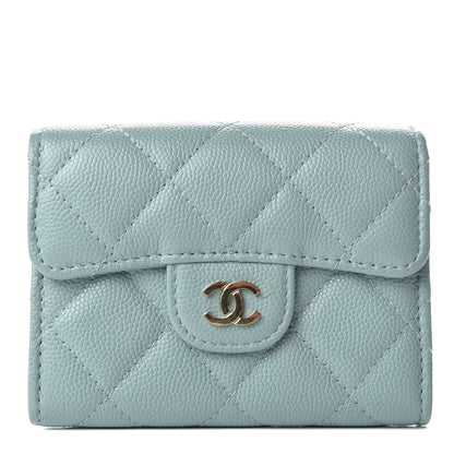 Chanel Caviar Quilted Flap Card Holder Light Blue 1 of 8