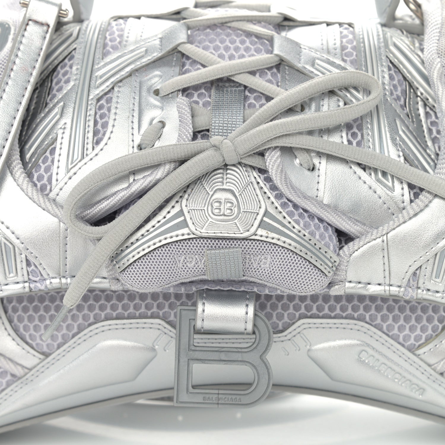 Balenciaga Faux Calfskin Fabric Small Sneakerhead Top Handle Bag Silver 8 of 14