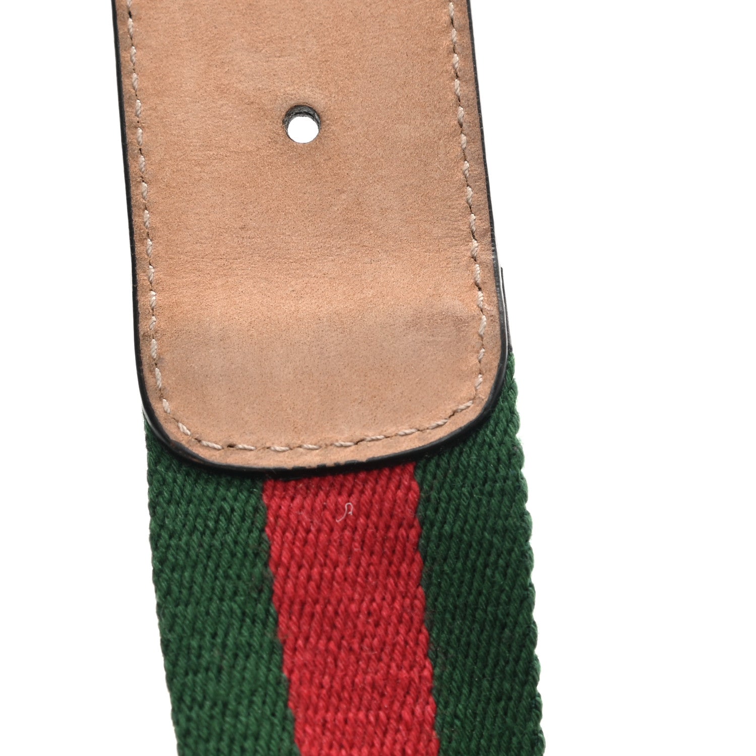 Gucci Nylon Calfskin Double G Web 40mm Belt 85 34 Green Red Black 7 of 8