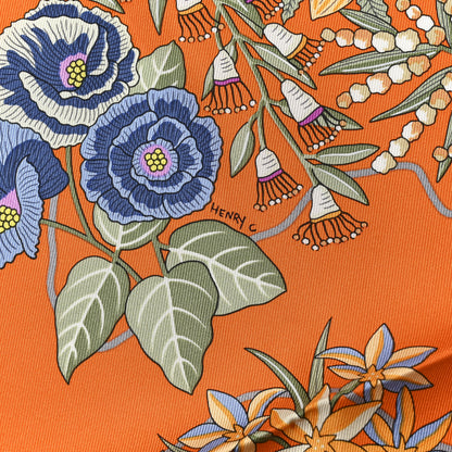 Hermes Silk Planifleurs Scarf 90 Orange Vert Fuchsia 2 of 3
