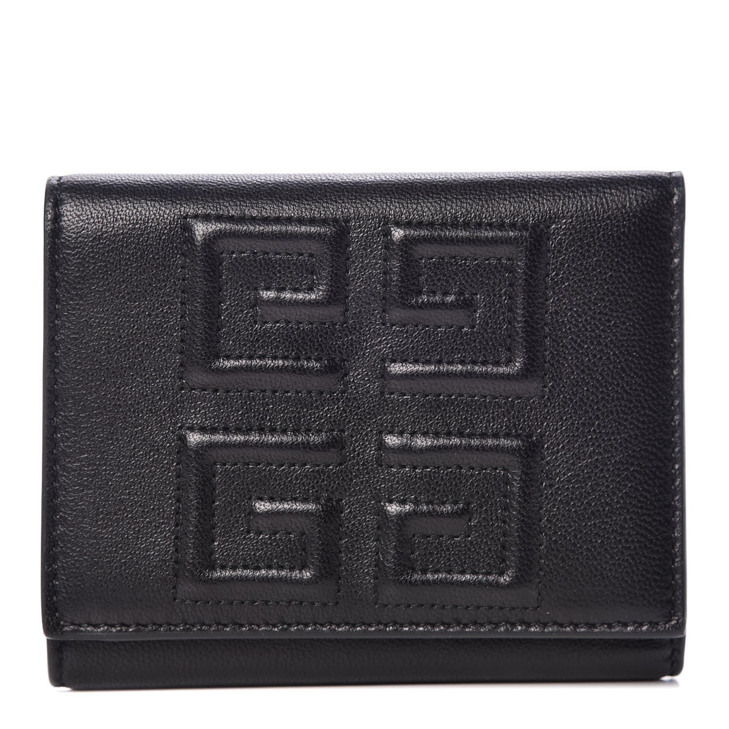 Givenchy Lambskin Logo Emblem Tri-Fold Wallet Black 1 of 9