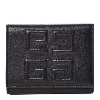 Givenchy Lambskin Logo Emblem Tri-Fold Wallet Black 1 of 9