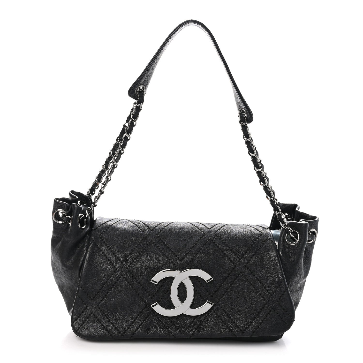 Chanel Calfskin Diamond Stitch Accordion Flap Black 1 of 10