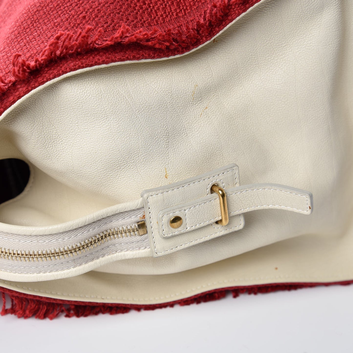 Linen Sheepskin Large Cabas ChYc Tote Red