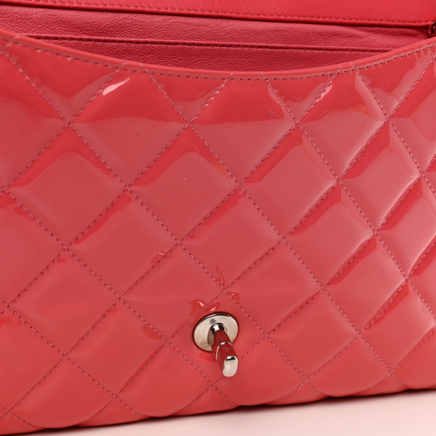 Chanel Patent Quilted Clutch with Chain Flap Fuchsia 9 of 10