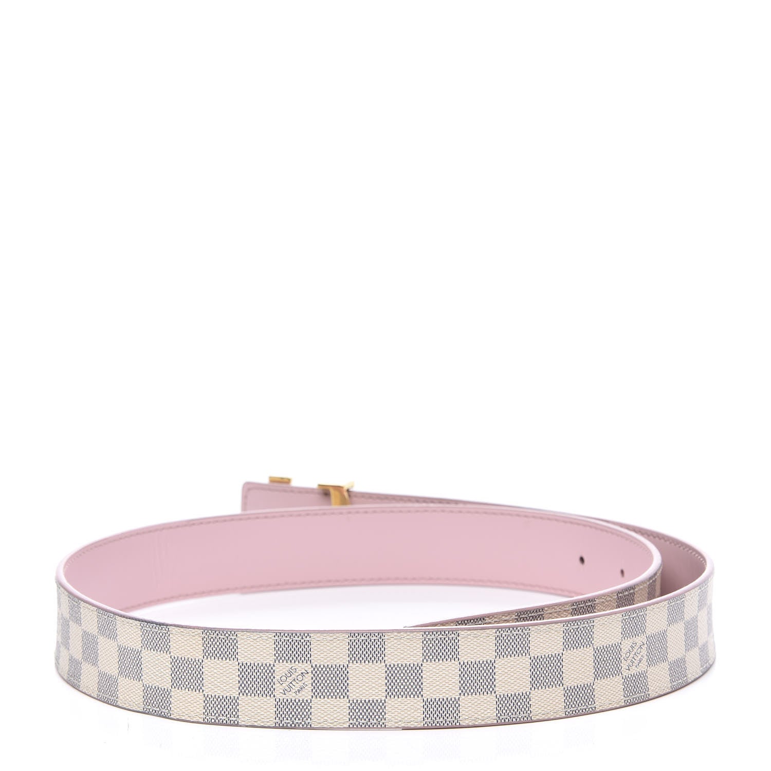 Louis Vuitton Damier Azur LV Initiales 32mm Belt 80 32 Rose Ballerine 2 of 5