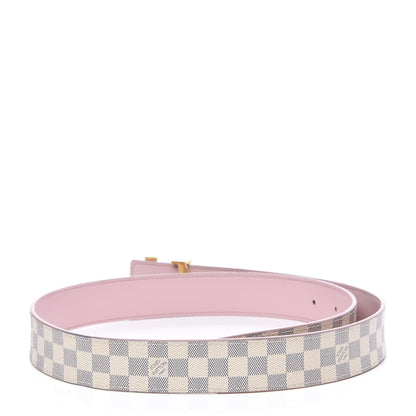 Louis Vuitton Damier Azur LV Initiales 32mm Belt 80 32 Rose Ballerine 2 of 5