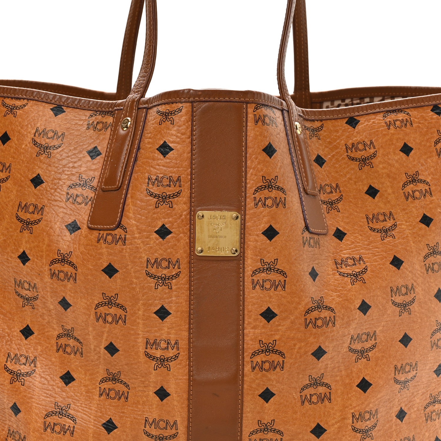 MCM Visetos Large Liz Reversible Shopper Tote Cognac 12 of 17