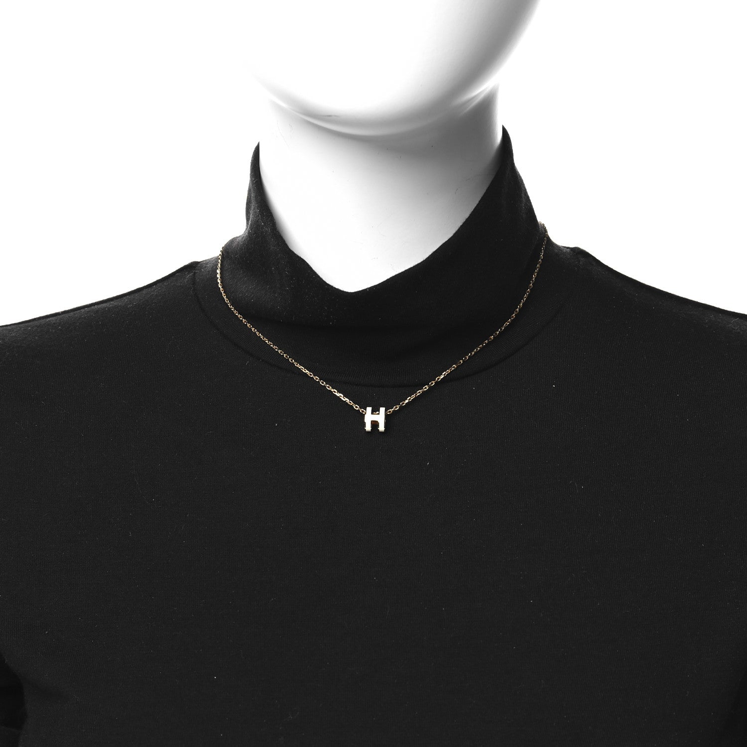 Hermes Lacquered Rose Gold Mini Pop H Pendant Necklace White 2 of 6